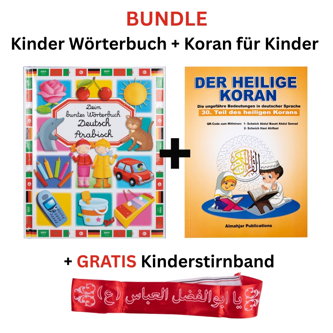 BUNDLE Kinder Wörterbuch + Koran für Kinder inkl. GRATIS Stirnband