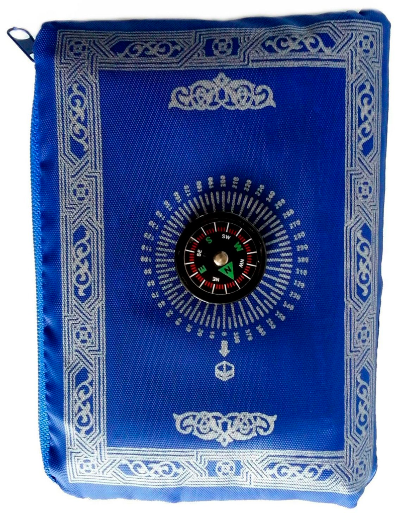 Gebetsteppich + Gebetsstein für unterwegs, Reisegebetsteppich, Blau