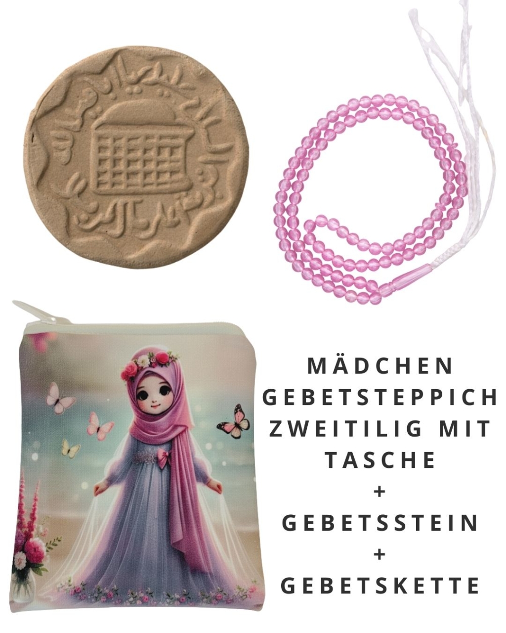 Mädchen Gebets-Set - Gebetsuntersteller + Gebetsstein + Gebetskette