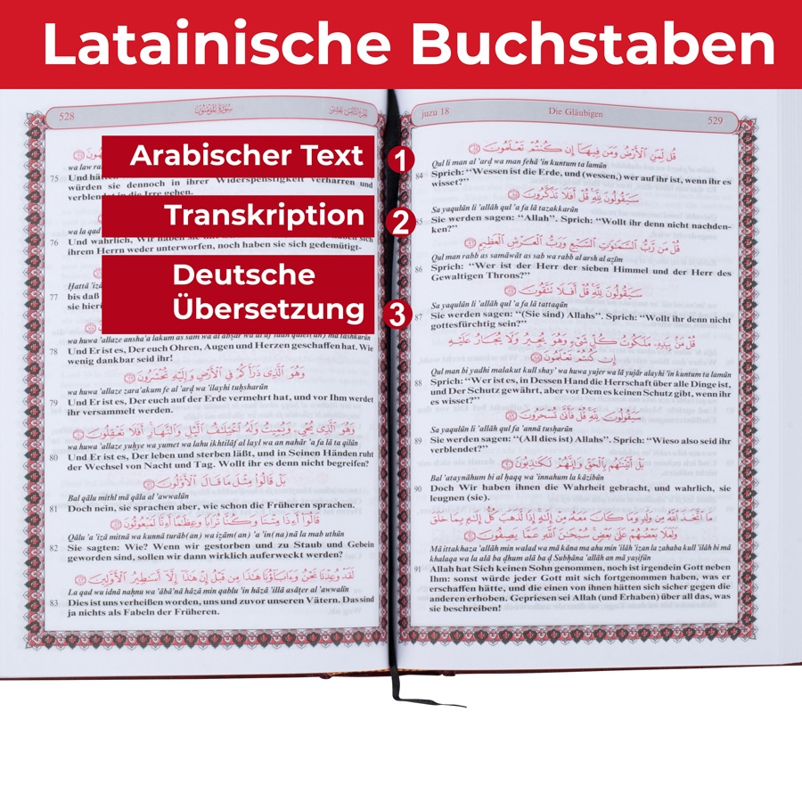 Der Koran Auf Arabisch Deutsch Transkription Lautschrift Der heilige Koran als Hardcover Ausgabe Deutsche Übersetzung + Arabisch