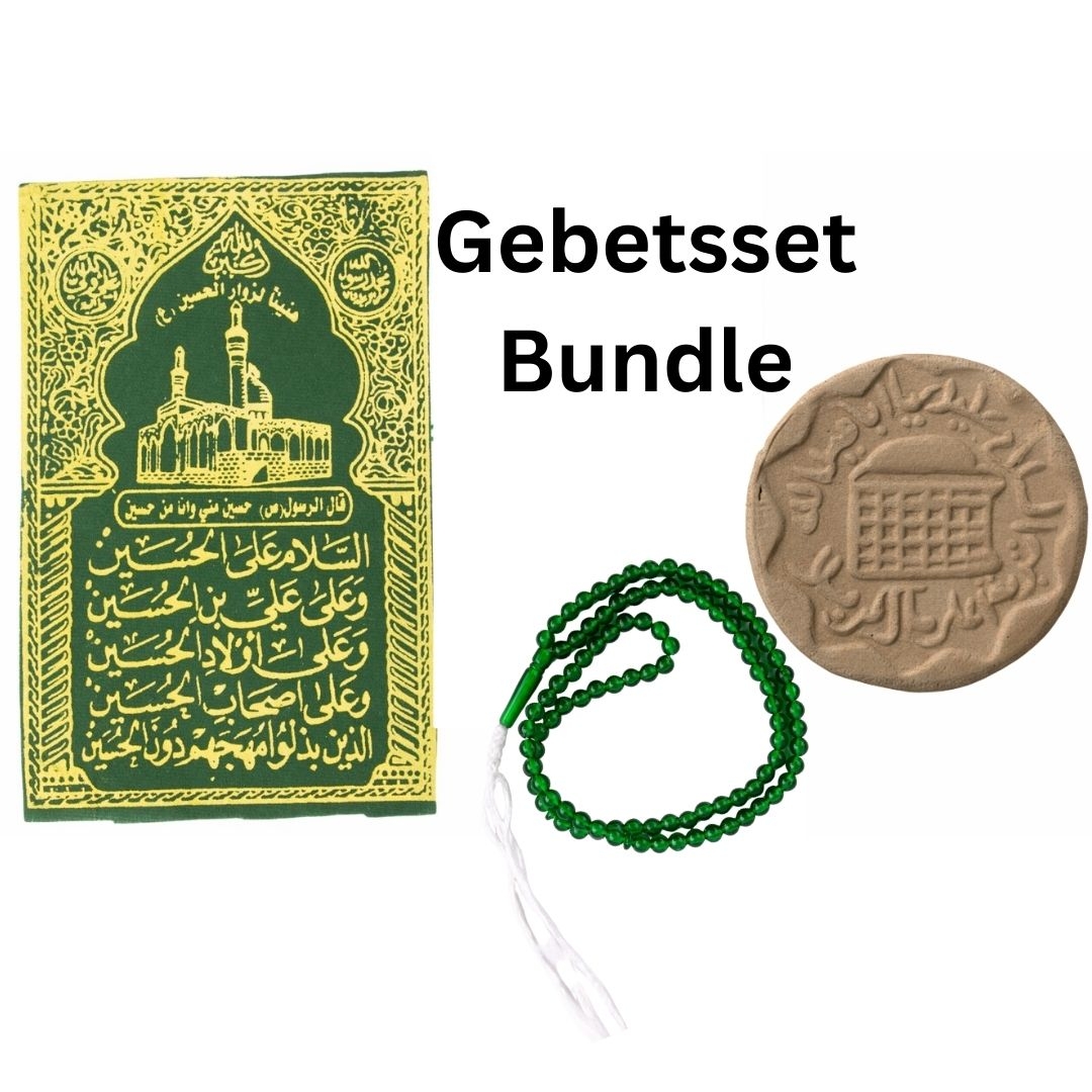 Gebetsuntersteller + Gebetsstein aus Karbalah + Tasbih in Farbe Grün
