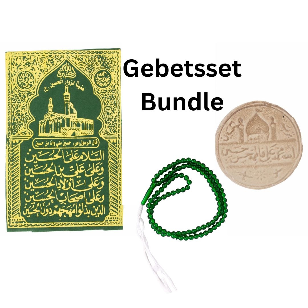 Gebetsuntersteller + Gebetsstein aus Karbalah + Tasbih in Farbe Grün