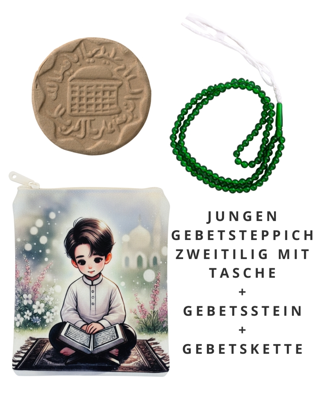 Jungen Gebets-Set - Gebetsuntersteller + Gebetsstein + Gebetskette