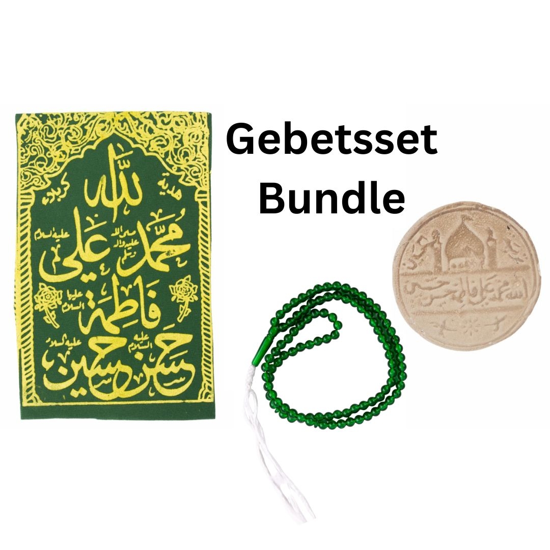 Gebetsuntersteller + Gebetsstein aus karbala + Gebetskette