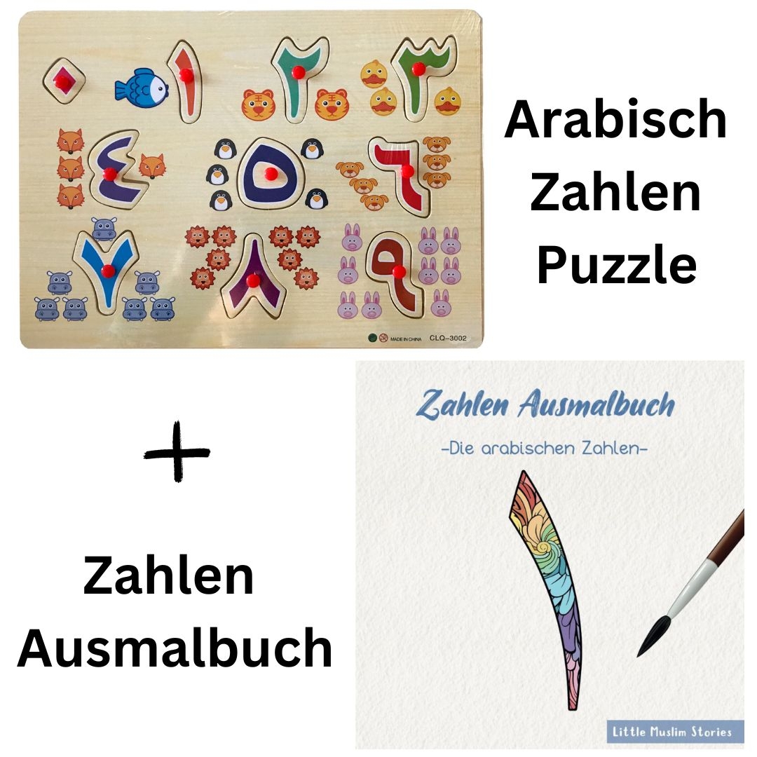Arabisch Zahlen Puzzle + Zahlen Ausmalbuch