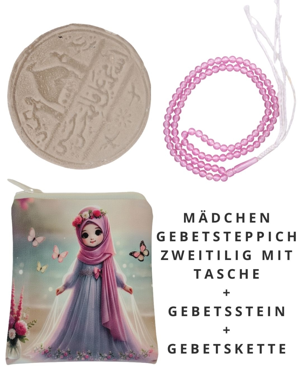 Mädchen Gebets-Set - Gebetsuntersteller + Gebetsstein + Gebetskette