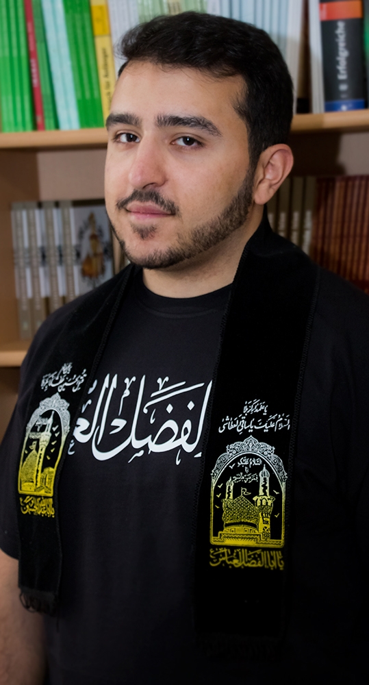 Umwerfschal schwarz beschriftet mit Ya Hussein und Ya Abbas Ashura Muharram Shale 80 cm lang