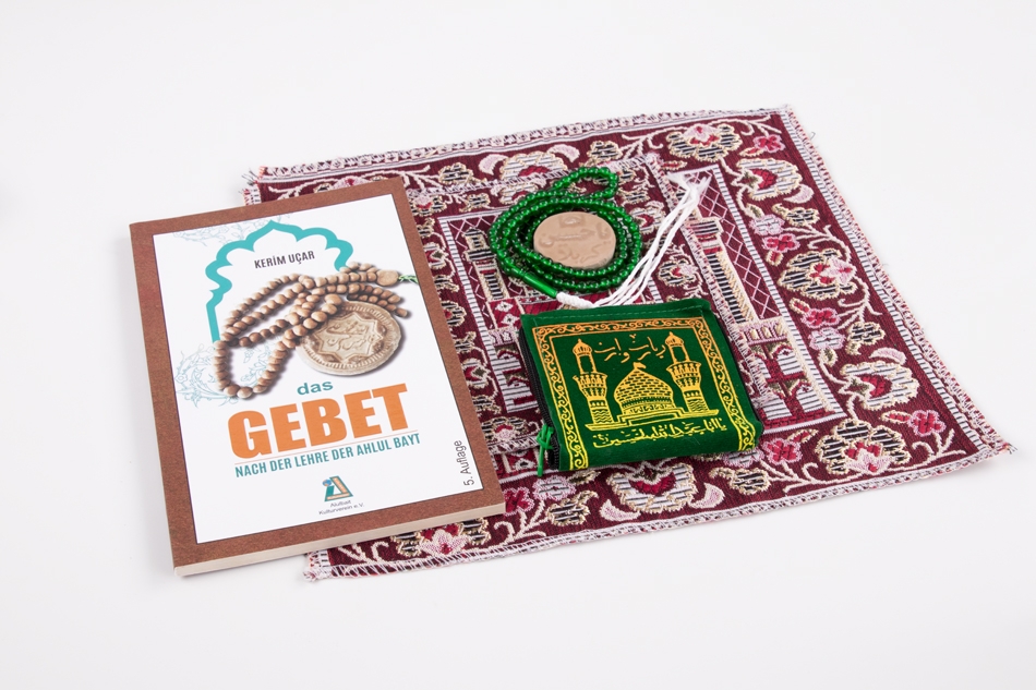 Bundel Das Gebet Nach der Lehre der Ahlul Bayt + mini Gebetsteppich + Turba + Gebetskette