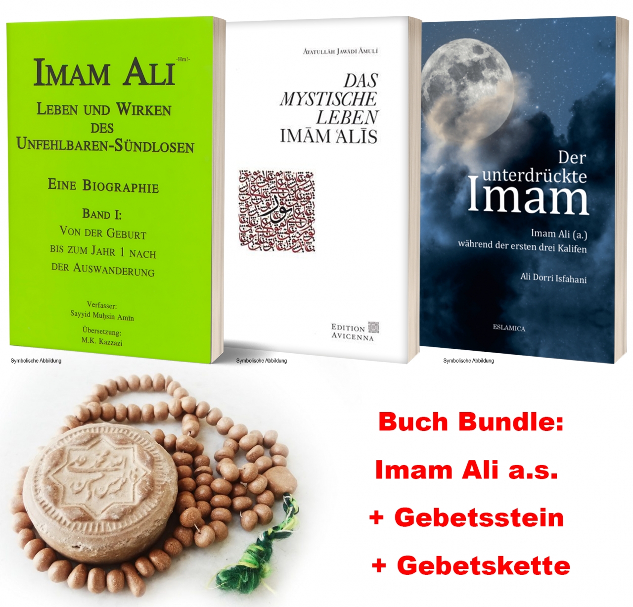Imam Ali Bücher Bundel 3 Bücher Mystische Leben + Lebensbiographie + Unterdrückte Imam Ali