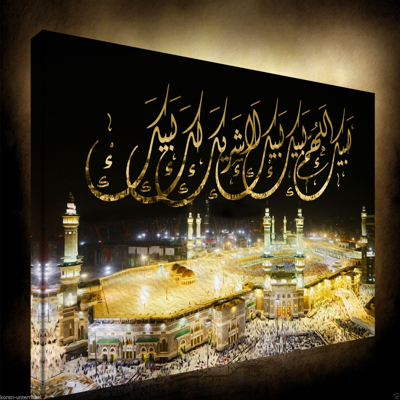 Kaaba mekka Arabische Schrift Islamische Leinwandbilder Fotoleinwand-"wie neu"-"unbenutzt"