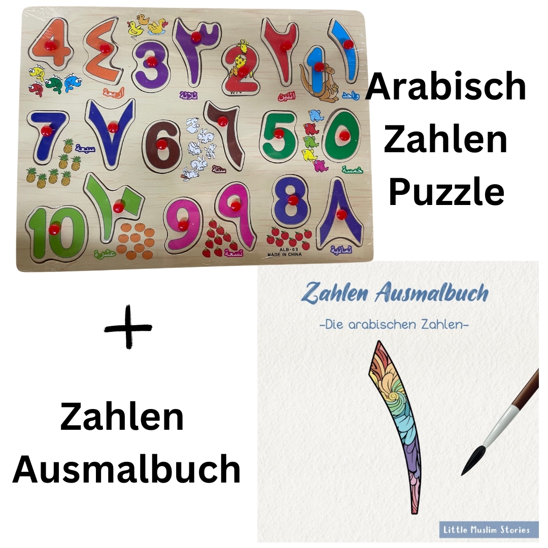 Arabisch Zahlen Puzzle + Zahlen Ausmalbuch