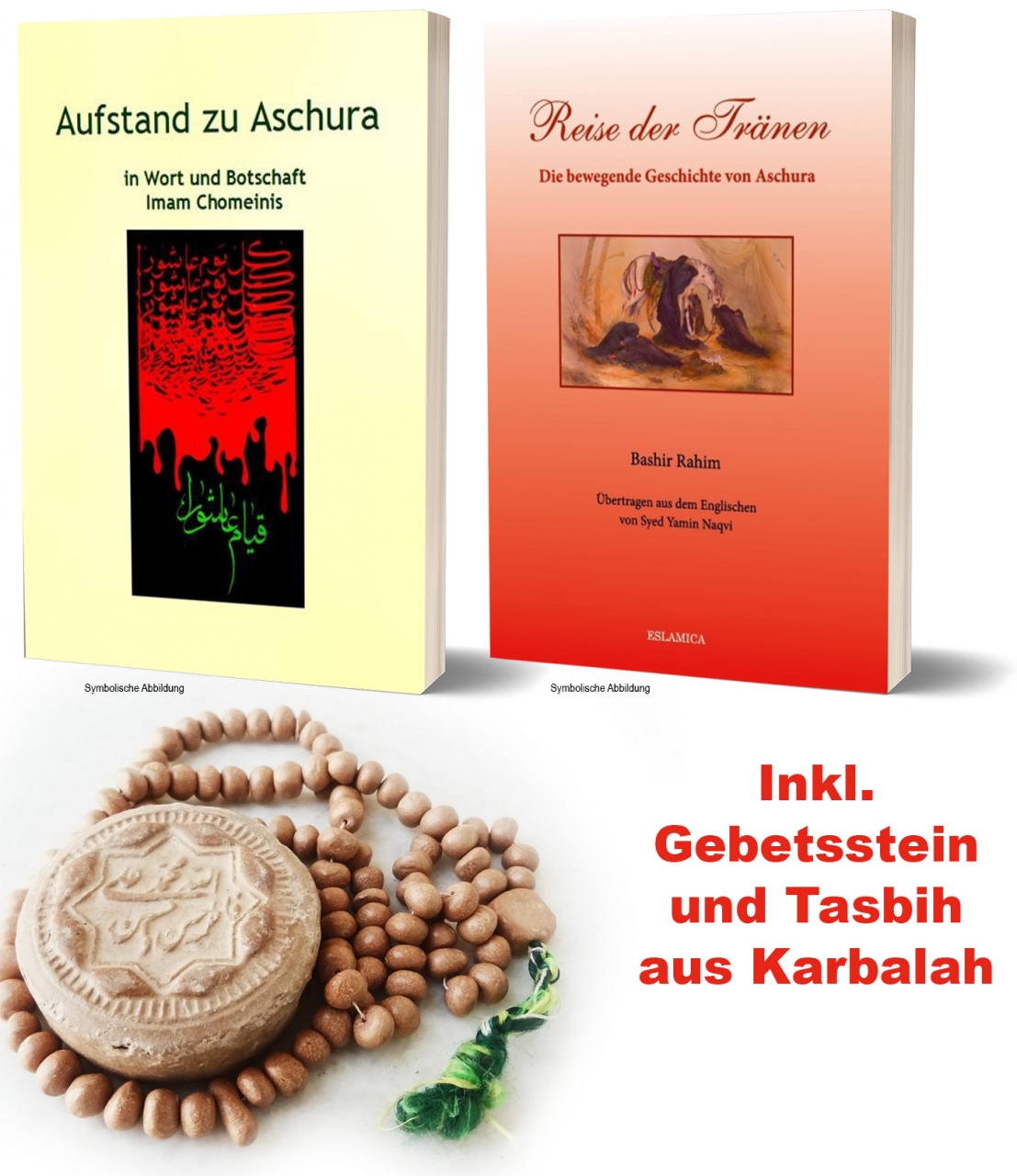 Bücherpaket Ashura - Imam Hussein - Karbalah Islam Buch Deutsch + Tasbih + Gebeststein